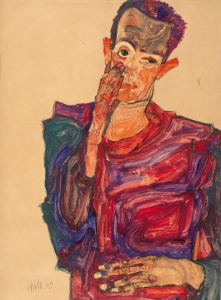 Autorretrato con la mano en la mejilla (1910), de Schiele. En la colección del Albertina Museum, de Viena.