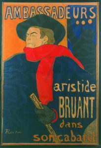 Henri de Toulouse-Lautrec (1864-1901), Ambassadeurs: Aristide Bruant, 1892.Litografía, 138 × 95,4 cm. Colección particular, cortesía Galerie Documents, París © Colección particular, cortesía de Galerie Documents, París.