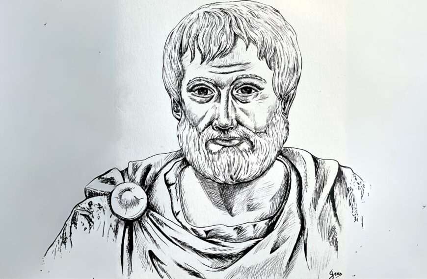 Aristóteles fue uno de los primeros filósofos en abordar sistemáticamente los problemas de la lógica. Ilustración de Aristóteles realizada por Inés García Soria y publicada en el número 5 de la revista FILOSOFÍA&CO.